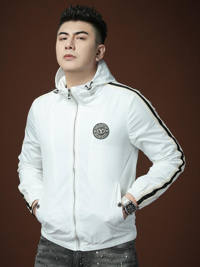 European Station 2025 Spring and Autumn New High-End Men's Jacket Trendy Brand Fashion Tape Hooded Jacket Men's Clothing