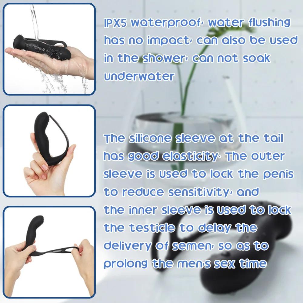 3-IN-1 Draadloze Controle Verwarmende Schommelende Vibrator Dildo Dubbele Penis Ring Mannen Prostaat Massager Volwassen Seks Speelgoed Koppels Masturbator 10 Vibratiestanden