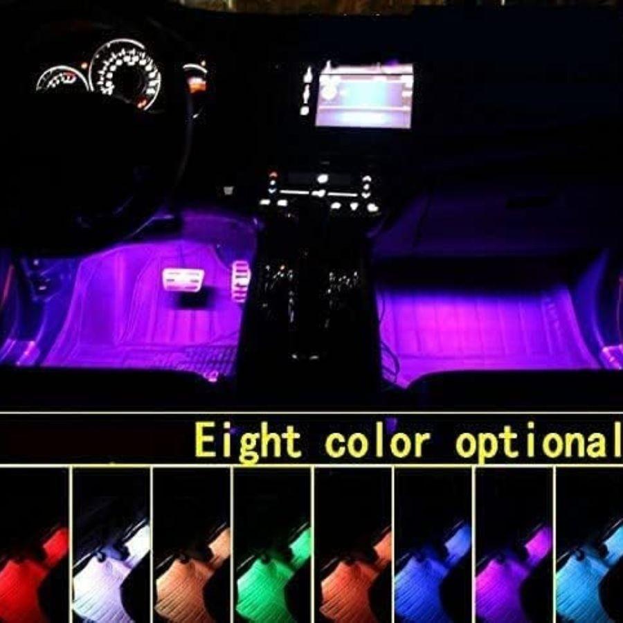 LED Strip Light, 4 Pieces DC 12V Multicolor Car Interior Music Light Underd