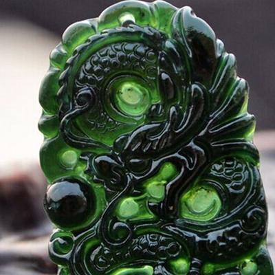 Hand Carved Chinese Natural Black Green Jade Pendant Lucky Amulet Gifts Buddha
