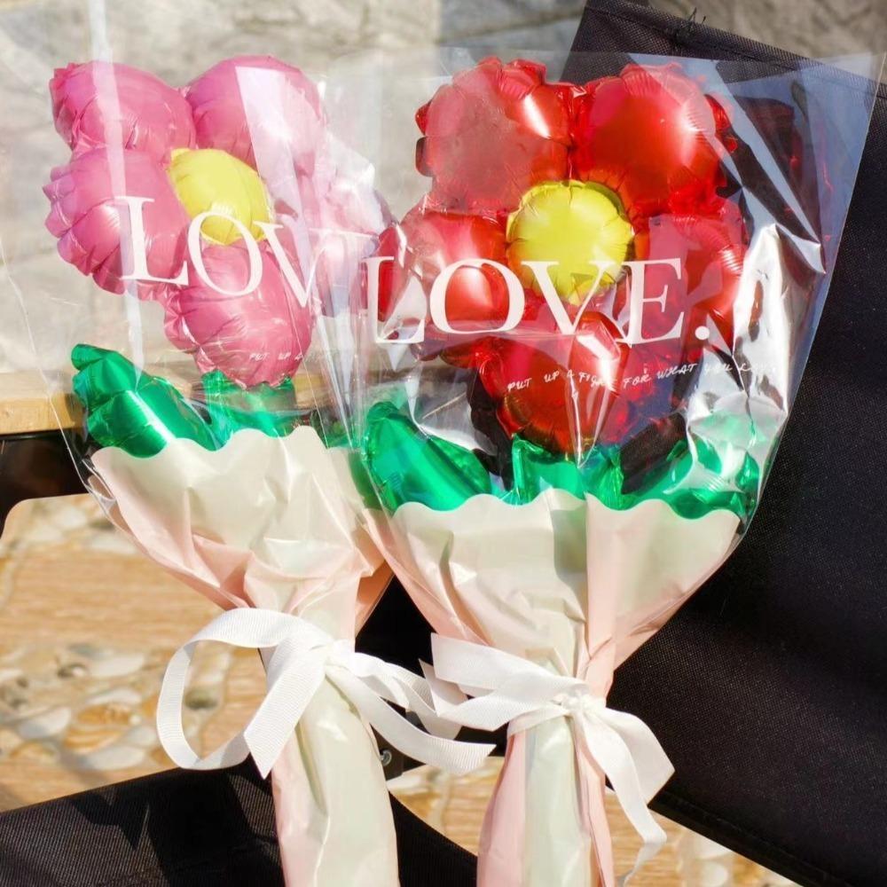 10pcs Romantic Daisy Rose Flower Balloon Colorful Five Petal Flower Balloon  Valentine’s Day Gift