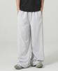 ROCKED GARAGE Unisex All-Season/Fleece-Lined Training Pintuck Balloon Two-Way Wide Pants_White Melange