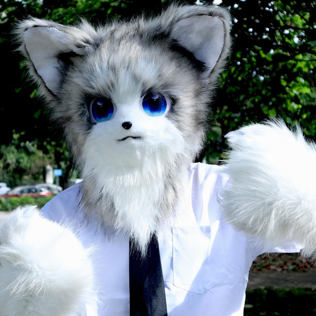 Animale Gatto Fursuit Maschera per la Testa Peluche e Therian Set di Guanti Zampa Per Costume di Halloween Cosplay Accessori