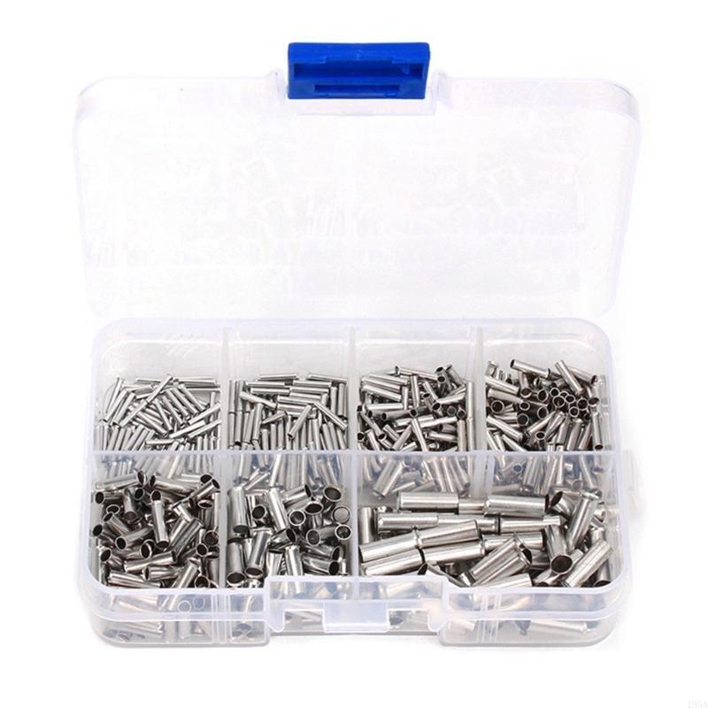 600pz Assortimento di Capicorda a Crimpare Non Isolati Set di Manicotti per Cavi Set di Capicorda a Crimpare Dimensione Mista per Connessione Cavi