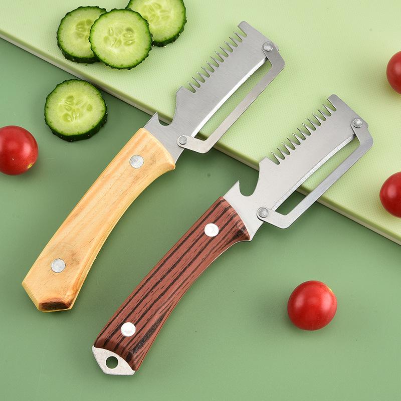 3-in-1 Wellenschäler Premium Gemüseschäler mit Frühlingszwiebel-Schneider und Flaschenöffner Küchenwerkzeug