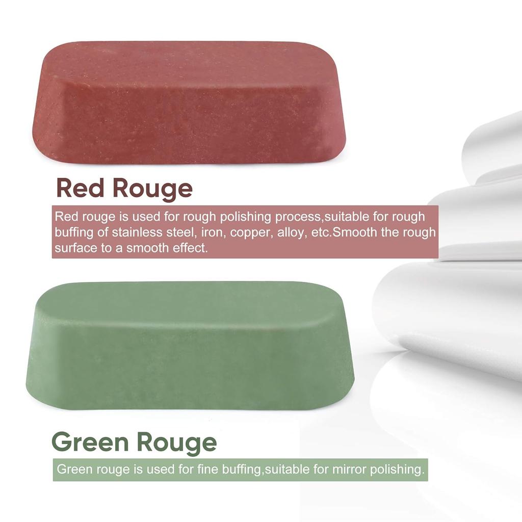 Car Polishing Pads for Drill, 14 PCS Buffing Pad Polishing Wheel Mop Kits with 2 PCS Rouge Compound, Cone/Column/Mushroom/T-Shaped Wheel Grinding Hea