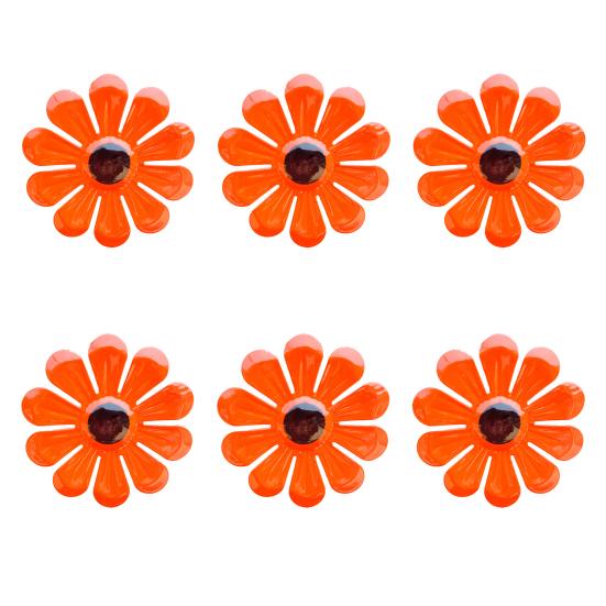 Iron Sunflower Decor 6Pcs Metal Flowers Wall Decor, Flower Ornament Art, Decorative Set Hanging Decoration Garden for Outside Indoor Patio,