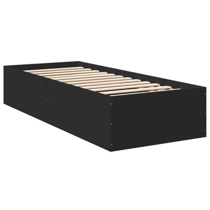 VidaXL Bed Frames Black 100x200 Cm Engineered Wood, Bedroom Furniture, Slatted Base, Panel Bed, Bed, Bed 3281050