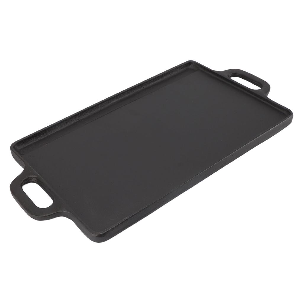 Plaque de cuisson double face en fer Chauffage rapide et uniforme Plaque de grill réversible pour camping en plein air Réchaud à gaz Cuisinière à induction