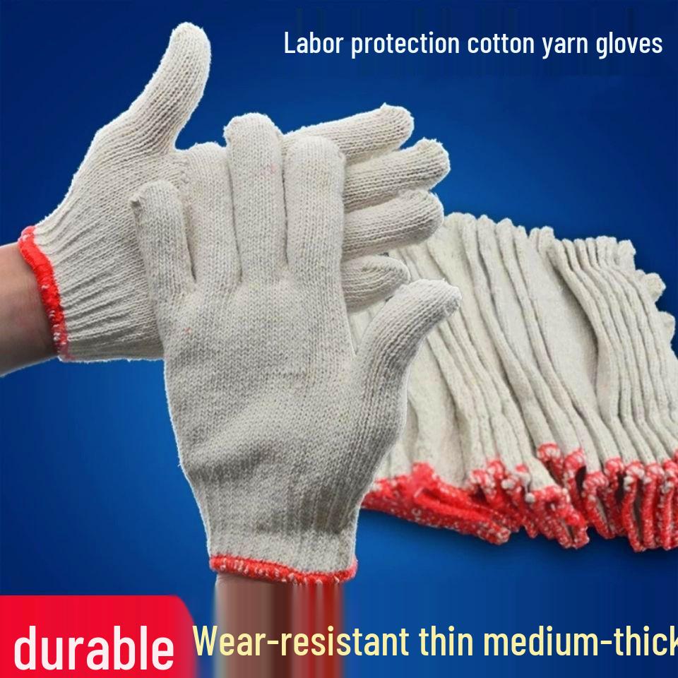 60 Pairs Thickened Cotton Yarn Work Gloves - Wear-Resistant Hand Protection with Free Shipping