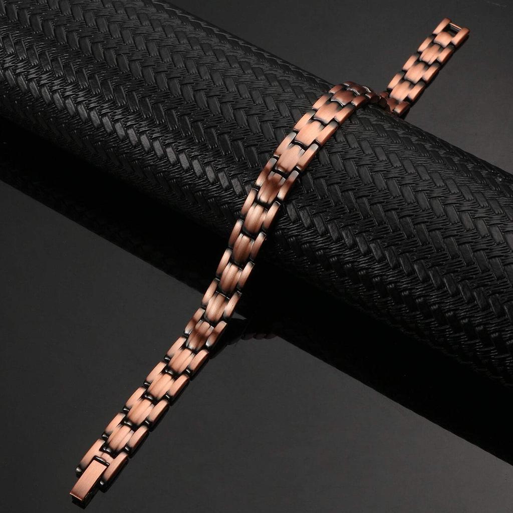 Preumium Armband aus reinem Kupfer für Männer Frauen Doppelreihig Magnettherapie Armband Schmuck Geschenke