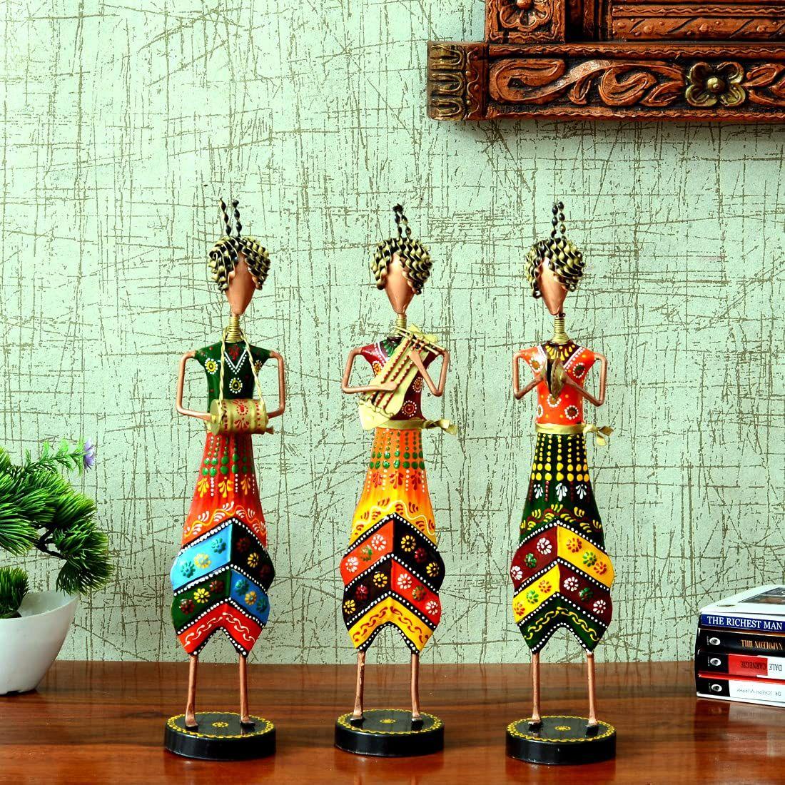 

Wrought Iron Hand Painted Musician Showpieces Figurine Statue for Home Decor (Set of 3) (16 Inches)