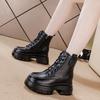 Platform Martin Boots Women's Autumn and Winter Women's Shoes New Inner Height Increase Single Boots Versatile British Lace-up Short Boots Adult
