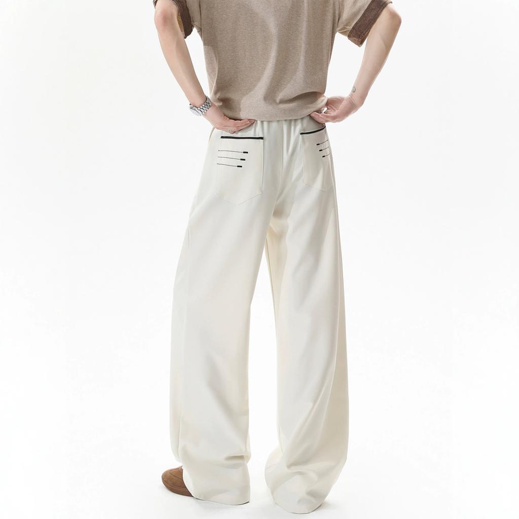 Men's American Pleated Trousers Fashion Loose Black Straight Versatile Wide-leg Casual Trousers Trend