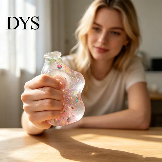 Calming Sensory Toy Clear Bottle Squeeze Toy, Stress Relief Water Quiet Tools Portable Hand for Office School Home Slow Rebound Desk