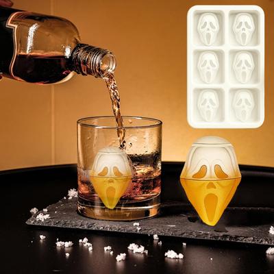 Halloween Skeleton Ice Cube Mold Food Grade Silicone Creepy Screaming Mold Haunted Drink Accessories