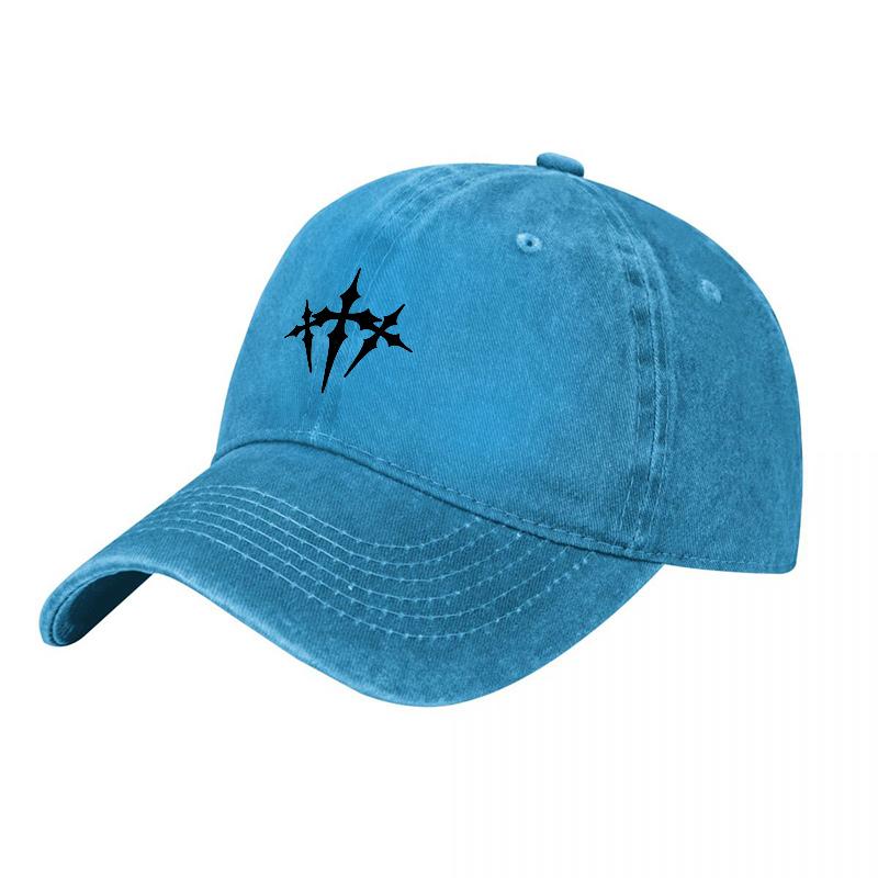 Dark Wash Canvas Baseball Cap Black Abstract Symbol Unisex Adjustable Casual Streetwear Outdoor