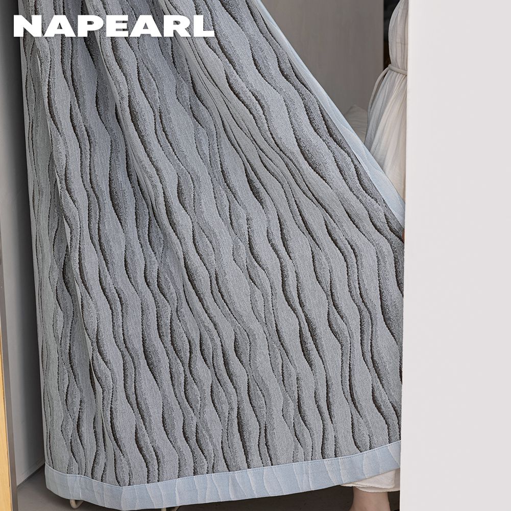 1 Stück NAPEARL Eleganter einfarbiger Verdunkelungsvorhang beidseitiger Chenille-Jacquard dicke Vorhänge für Schlafzimmer Wohnzimmer Balkonfenster für Heimdekoration