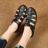 Plus Size Summer Women Sandals Solid Color Light Open-Toe Breathable Flats Non-Slip Soft Leather Casual Walking Shoes Outdoor