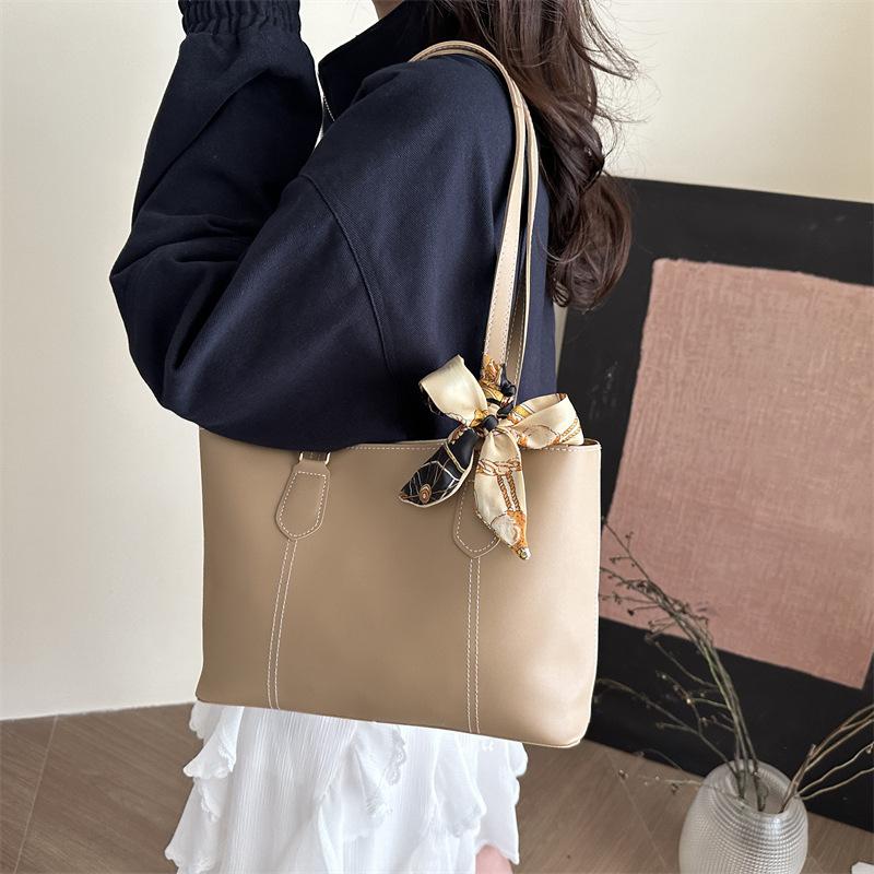 Niche Casual Tote Bag Simple Ins Solid Color Large-capacity Bag Women's Bag New Trendy Shoulder Bag Portable School Bag