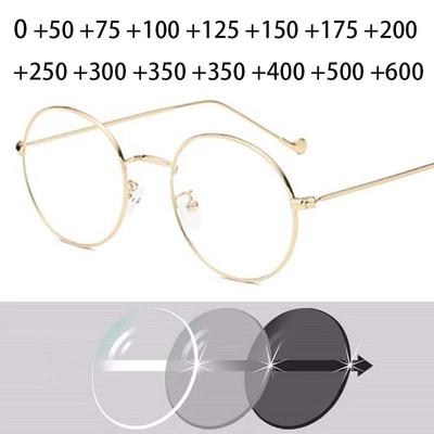 Lunettes de lecture rondes en métal tendance pour hommes et femmes, petites, optiques, unisexes +50 +75 +100 +150 +200 +250 à +600