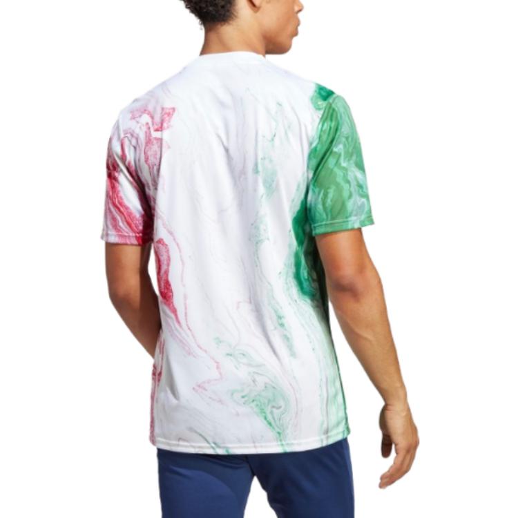 adidas Colorblock Round Neck Short Sleeve Soccer Jersey Men Tops White HS9868