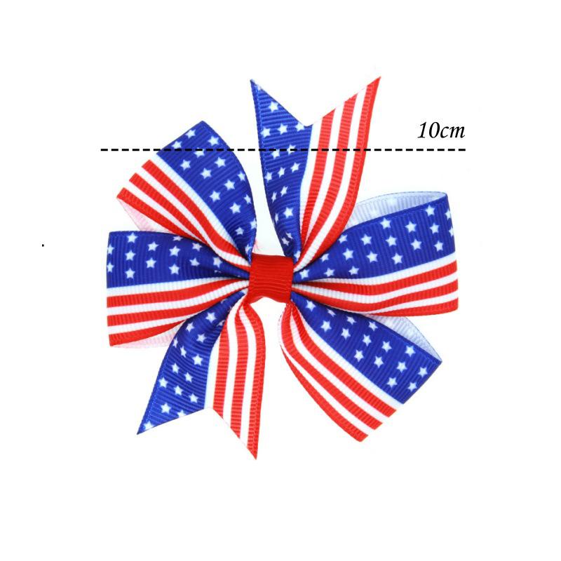 Versatile Independence Day Bow Hair Clips - American Flag Design