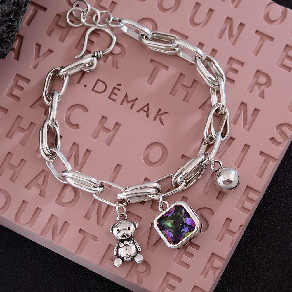 Fashionable Retro Bear Diamond Bracelet - Women s Unique High-End Charm
