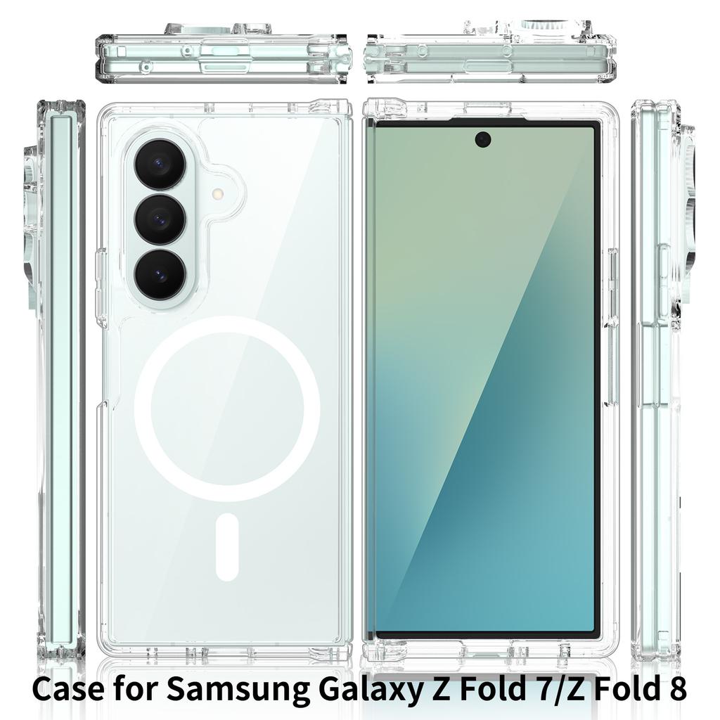 Case for Samsung Galaxy Z Fold 8 Ultra Clear Magnetic Wireless Charging Foldable Reinforced Toughness PC Hard Cover