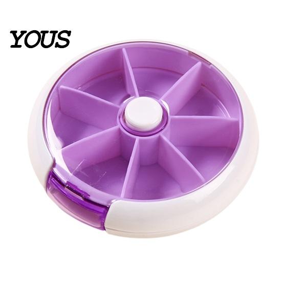Daily Pill Management Tool 7 Day Organizer, Portable Rotary Case, Cute Fruit Style Vitamin Holder for Trips Compact ABS Container Travel And
