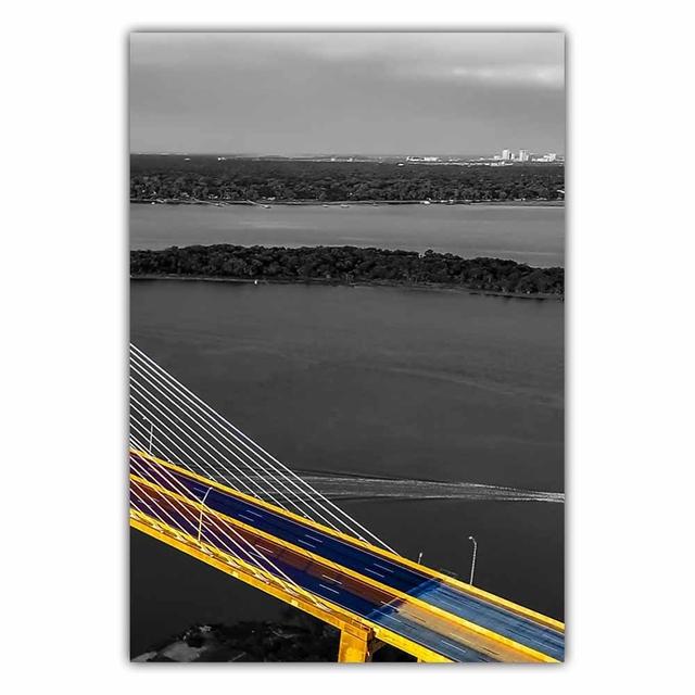 Fashion Retro Art Landscape Canvas Painting Yellow Sailboat Poster Office Wall Painting for Living Room Home Decoration Mural No Frame
