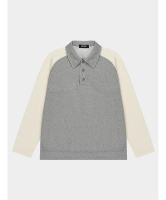 CUSTOMUS Raglan Color-Blocked Sleeve Brushed Collar T-Shirt Cxs24Wkkta07 Gry