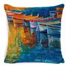 New Linen Pillow Cover Oil Painting Landscape Office Lumbar Pillow Cover Home Sofa Pillow Home Pillow