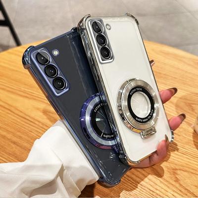 Magnetický stojánek pro bezdrátové nabíjení Čtyřrohové pouzdro proti otřesům pro Samsung Galaxy S21 S22 S20 S23 S24 Note 20 Ultra A05 A15 A16 A25 A35 A55 kryt