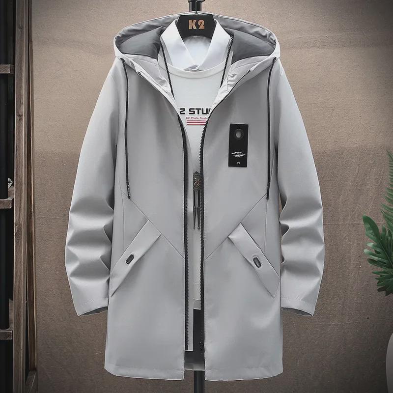 Spring & Autumn Youth Hooded Business Casual Men's Windbreaker Jacket