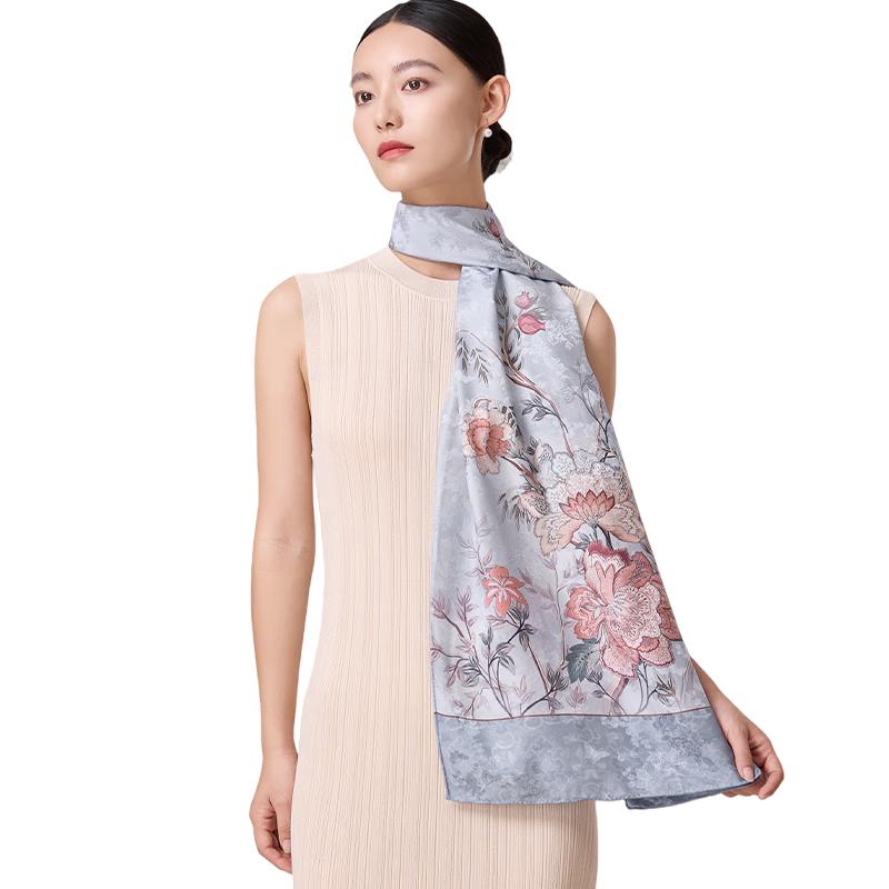 Shanghai Story 19 Momme Mulberry Silk Printed Scarf & Shawl