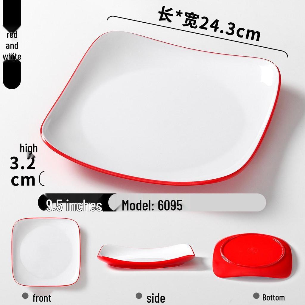 Thick Melamine Square Rice Bowl & Noodle Plate for Restaurants and Cafeterias