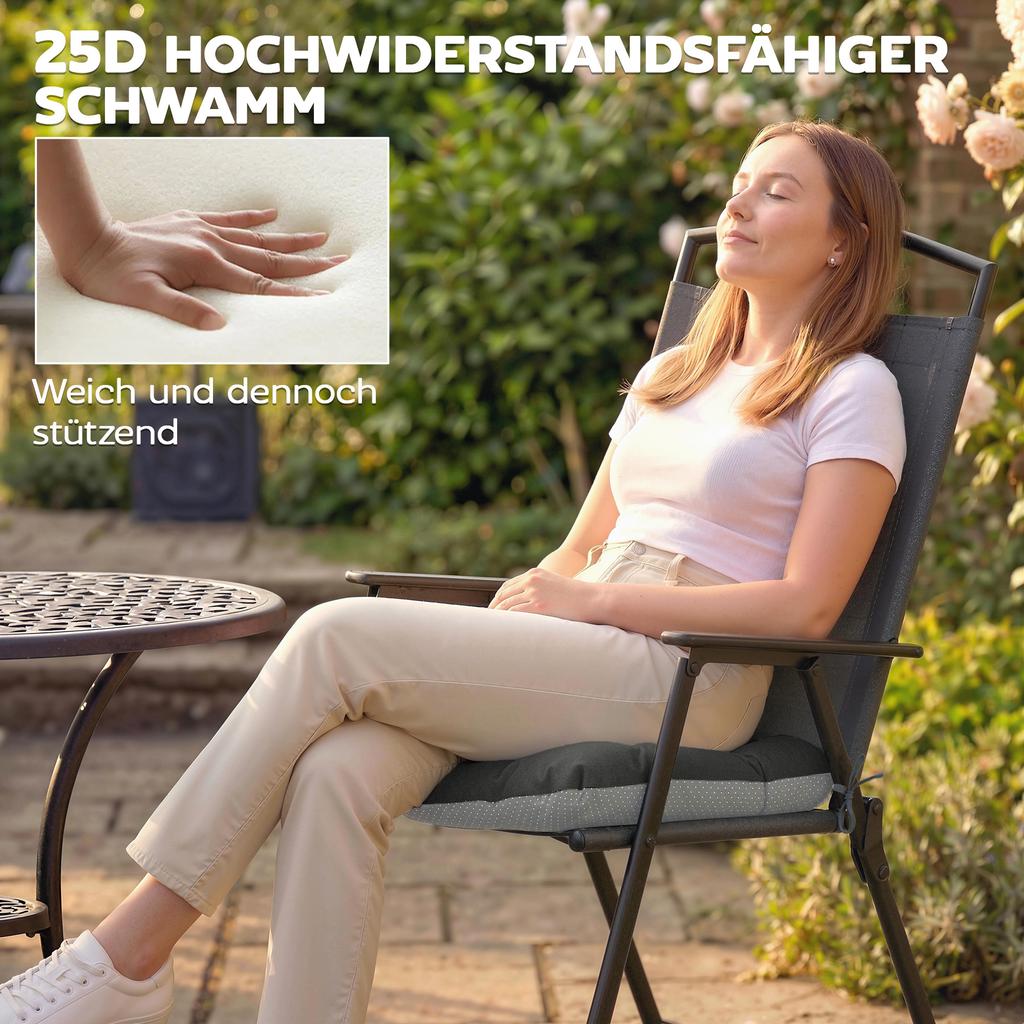 4-Piece Set Seat Cushions 39.5 X 39.5 X 10 Cm Chair Cushions with Ties, Non-Slip Outdoor Indoor Seat Pad