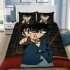 Dětský detektivní povlak na peřinu s povlakem na polštář, 2 kusy, pro děti, chlapce, 3D anime vzor, měkký povlak na přikrývku s motivem Conana