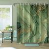 1pc Elegant Green & Shower Curtain with 12 Hooks - Luxury Bathroom Decor Suitable for Home & Hotel Use, Digitally Printed, Mac