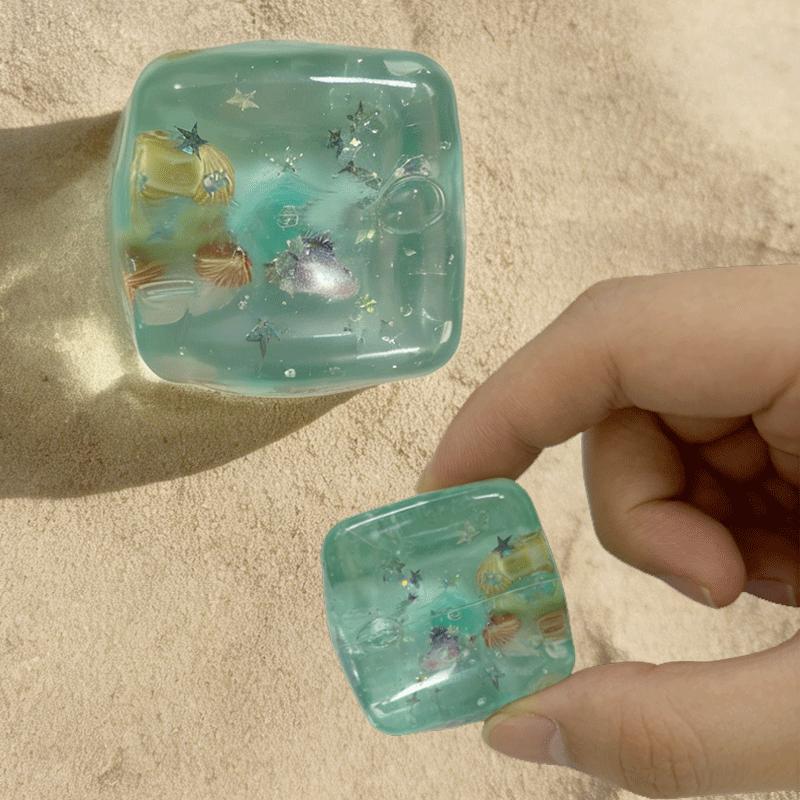 Ocean Cube Squishy Toy Kids Stress Balls Autism Sensory Toys Stress Anxiety Relief Fidget Toys Decompress Water Ball Girls Gift