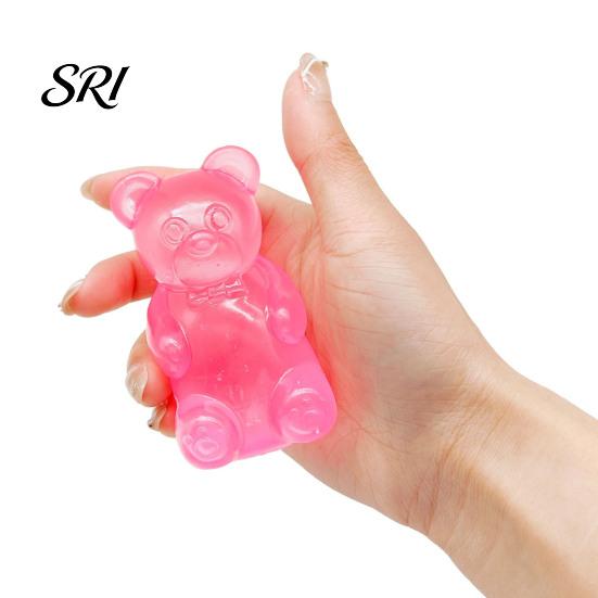 Glitter Bear Toy Clear Squeeze Anxiety Stress Relief Sugar Ball Sensory Soft Stretchy Decompression Fidget Slow Rising