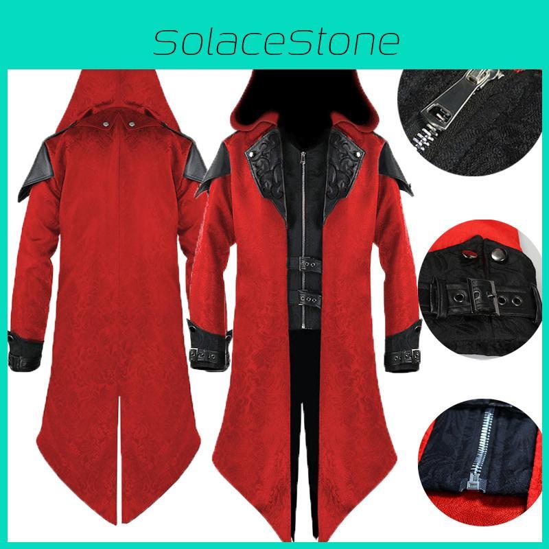 Stunning Medieval Halloween Retro Stitching Jacket For Men With Long Sleeves