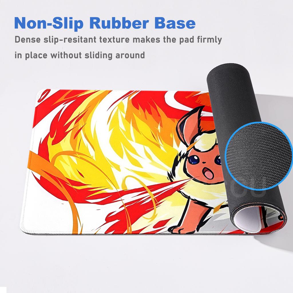 Anime Mouse Pad Pokemon Flareon Office Laptop Game Keyboard Computer Non-slip Desk Mats Gaming Locking Edge Extended Rubber Pads