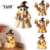 Indoor Halloween Party Supplies Lighted Vintage Patchwork Ghost, LED Light Up Ghost with Pumpkin Lantern, Spooky Classroom Desk Accessories Cute Decor