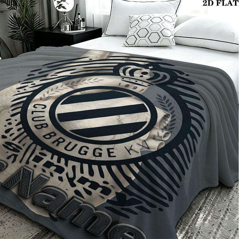 1PC Club Brugge KV Custom Name Patterned Flannel Blanket Suitable For All Seasons for Home Decor Warmth and Comfort Gifts Holiday Present