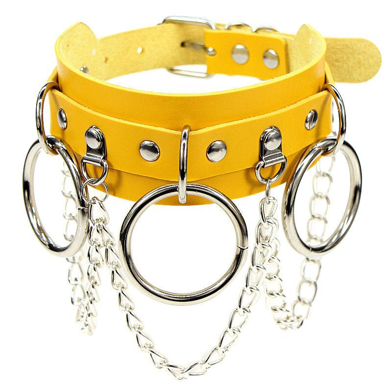 Stainless Steel Pu Leather Choker Necklace Pendant Collar For Women Goth Punk Chain Sexy Chocker Necklaces Bondage Gift
