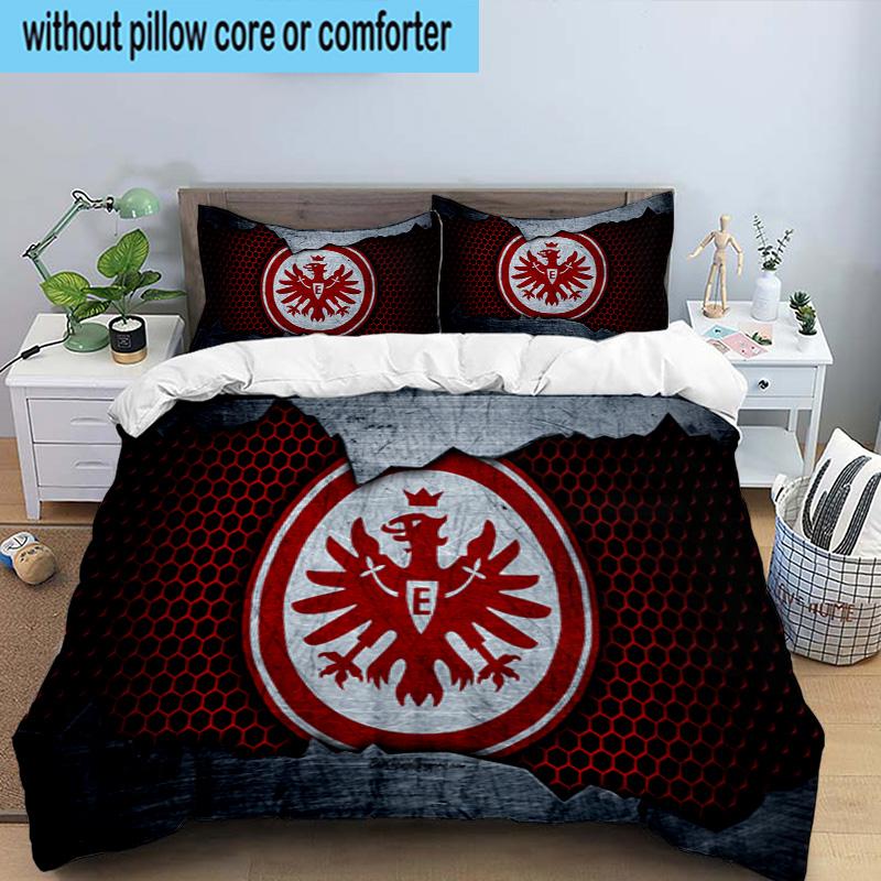 Flaming Heart Frankfurt Emblem 3PCS Bedding set,Ideal for1pc Duvet Cover And 2pcs Pillowcases Perfect for Christmas gift,Ideal for Bedroom, Dormitory