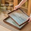 Japanese Light Luxury Solid Wood Tea Tray with Retro Begonia Flower Design
