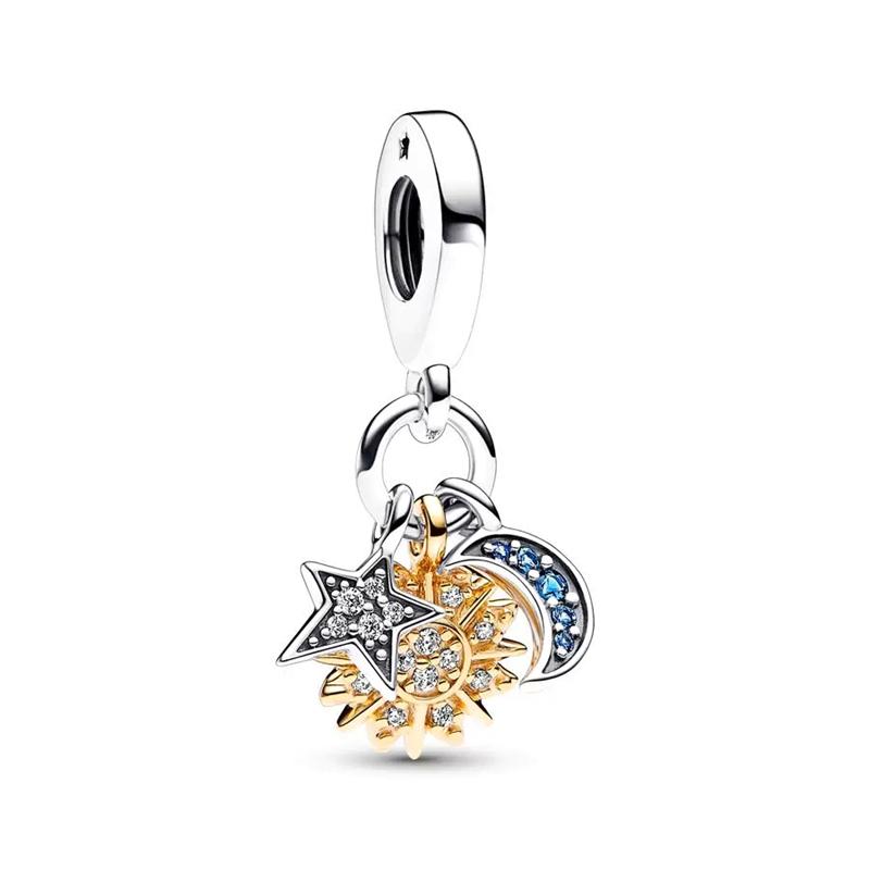 Fine Blue Starry Sky Series Astronaut Star & Crescent Moon Mysterious Alien Sun Fit Original Bracelet Diy Jewelry Gifts